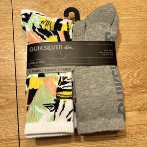 NWT Quicksilver 5 pair Crew Sock